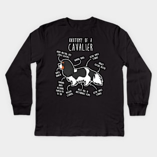 Tri-Color Cavalier King Charles Spaniel Dog Anatomy Kids Long Sleeve T-Shirt